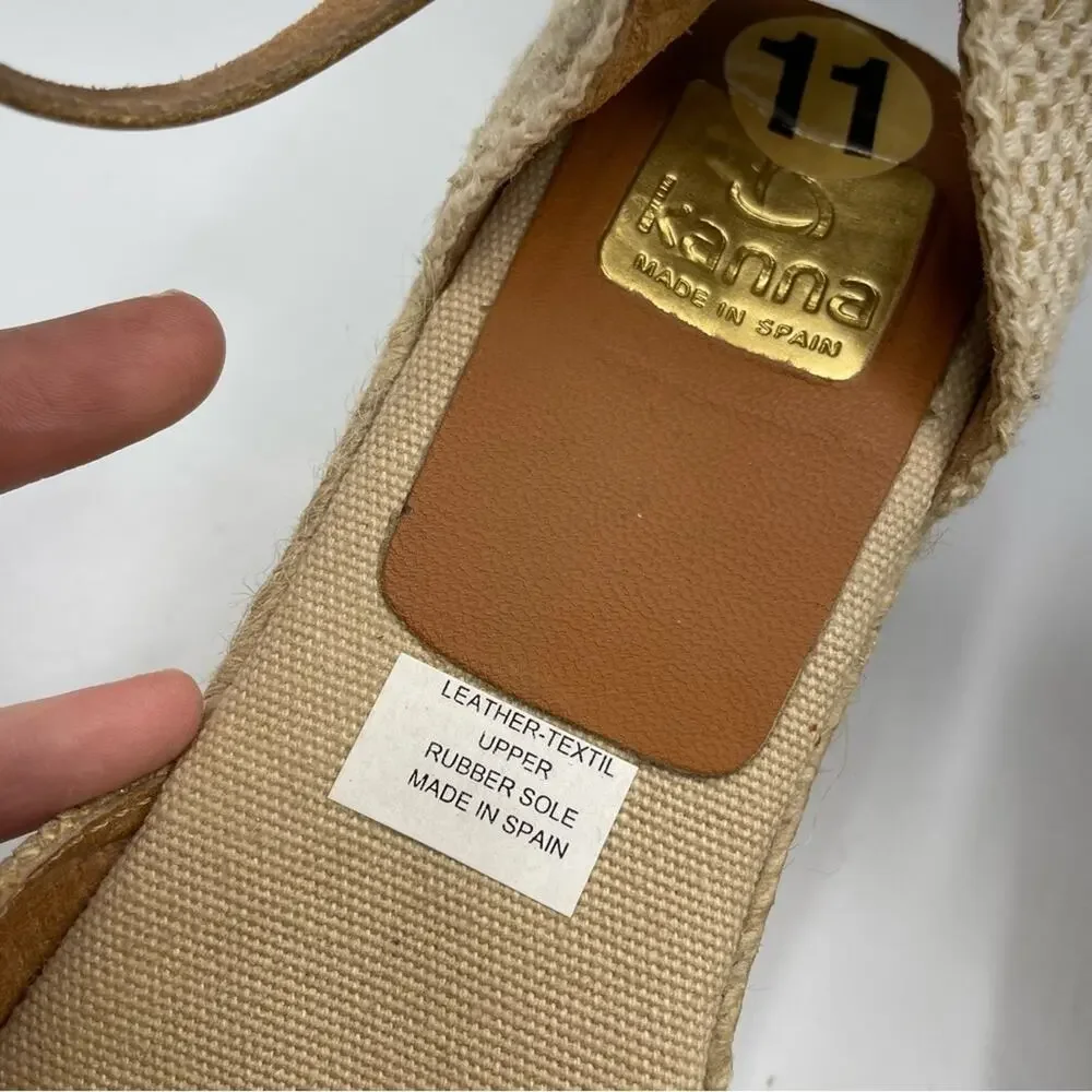 Kanna Gold Platform Espadrille Wedges Sandals Womens 11 Beachy Resort Vacation